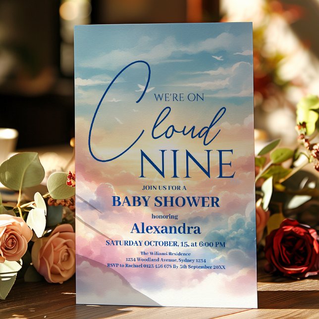 On Cloud Nine Modern Baby Shower Invitation (Creator Uploaded)