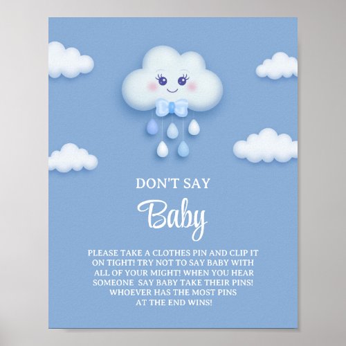 On Cloud Nine Modern Blue dont say baby game sign