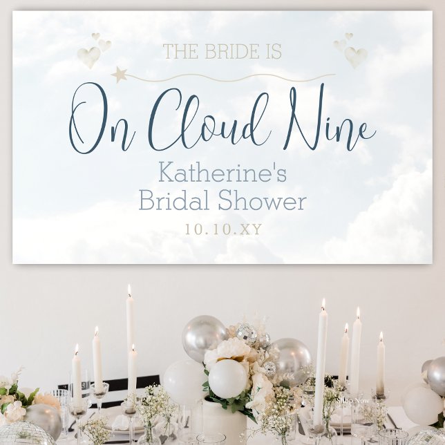 On Cloud Nine Modern Cute Elegant Bridal Shower Banner (Creator Uploaded)