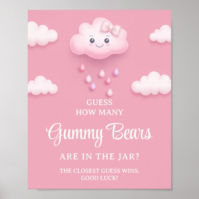 On Cloud Nine Modern Guess How Many Gummy Bears Poster (Front)