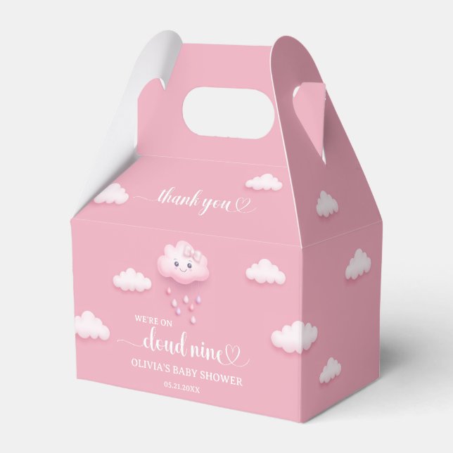 On Cloud Nine Modern Pink Baby Shower  Favor Boxes (Front Side)