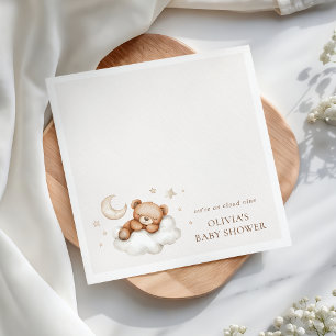 On Cloud Nine Neutral Teddy Bear Baby Shower Napkins
