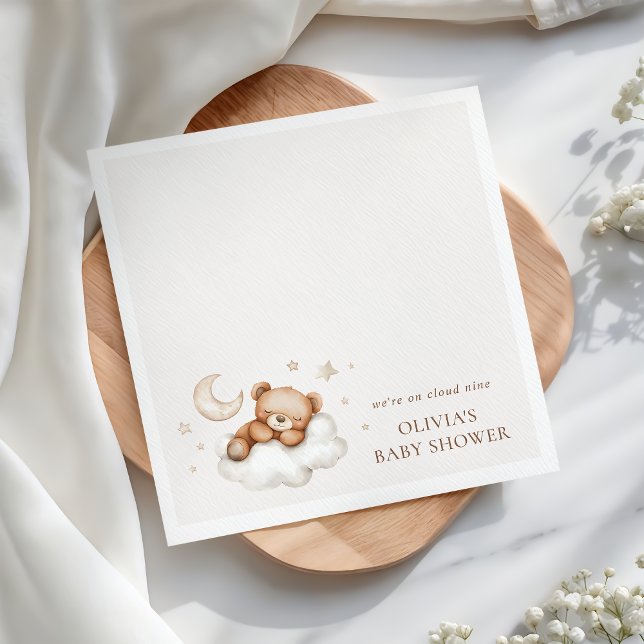 On Cloud Nine Neutral Teddy Bear Baby Shower  Napkins (Creator Uploaded)
