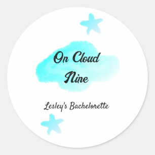 On Cloud nine pastel blue clouds star bachelorett Classic Round Sticker