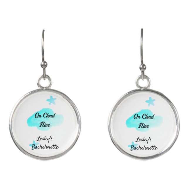 On Cloud nine pastel blue clouds star bachelorett Earrings (Front)