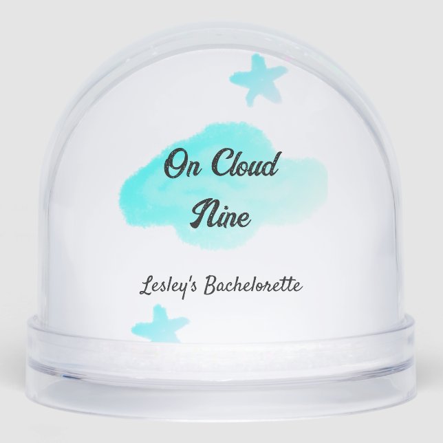 On Cloud nine pastel blue clouds star bachelorett Snow Globe (Front)