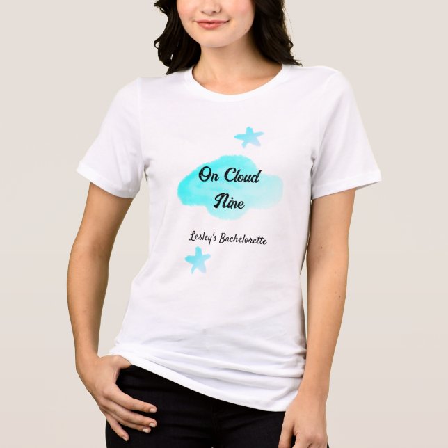 On Cloud nine pastel blue clouds star bachelorett Tri-Blend Shirt (Front)