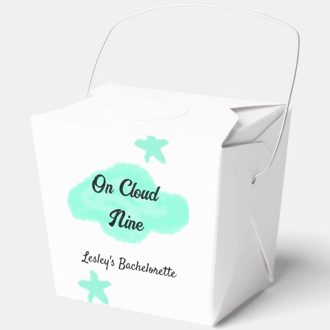 On Cloud nine pastel green clouds star bachelorett Favor Boxes (Front)