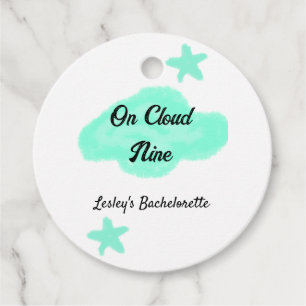 On Cloud nine pastel green clouds star bachelorett Favor Tags