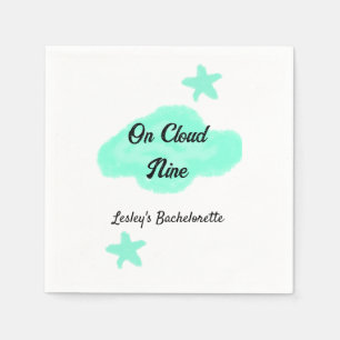On Cloud nine pastel green clouds star bachelorett Napkins