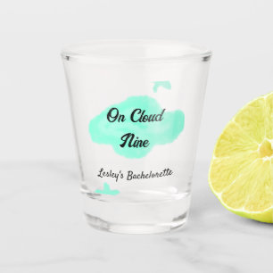 On Cloud nine pastel green clouds star bachelorett Shot Glass