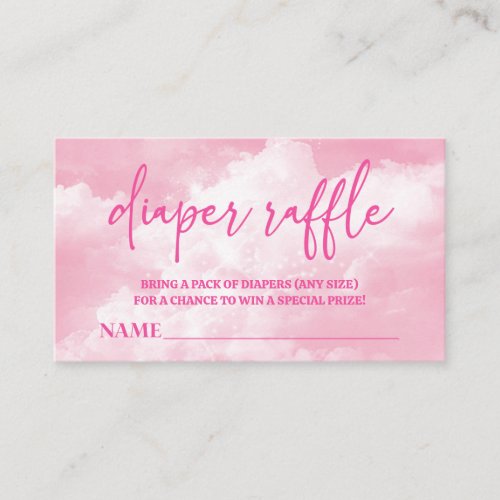 On Cloud Nine Pink Baby Shower Diaper Raffle Enclosure Card