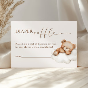 On Cloud Nine Teddy Bear Baby Shower Diaper Raffle Enclosure Card