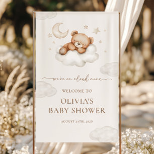 On Cloud Nine Teddy Bear Baby Shower Welcome Banner
