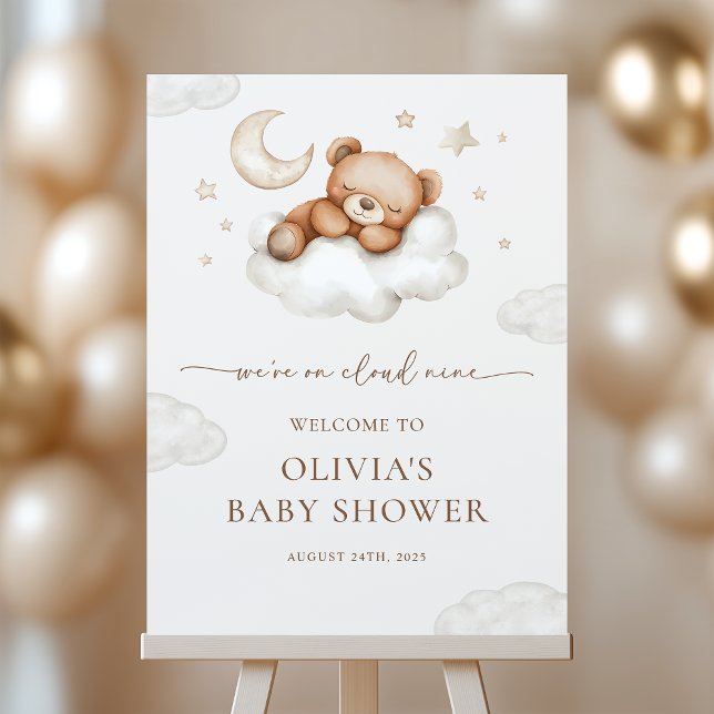 On Cloud Nine Teddy Bear Baby Shower Welcome Sign (Creator Uploaded)