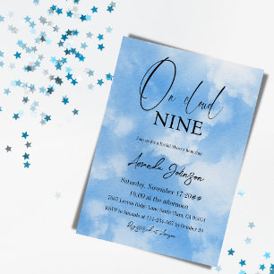 On Cloud Nine Watercolor Blue Bridal Shower Invitation