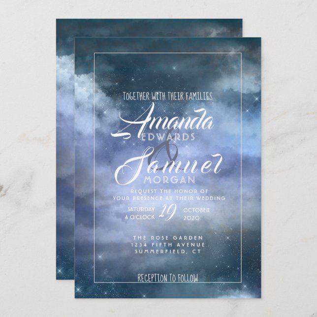 On Cloud Nine Wedding Invitation (Front/Back)
