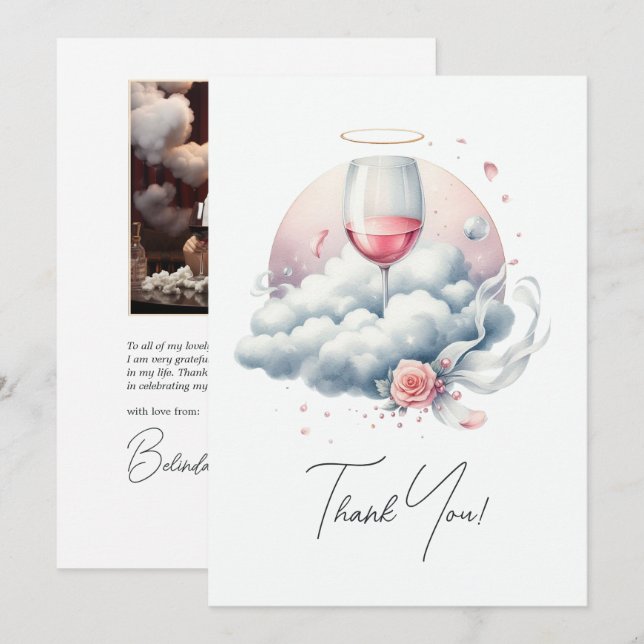 On Cloud Wine Bridal Shower Thank You Card (Front/Back)