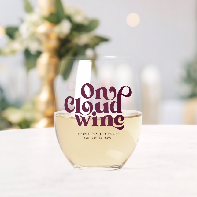 On Cloud Wine Custom Stemless Wine Glass (Insitu (Wedding))
