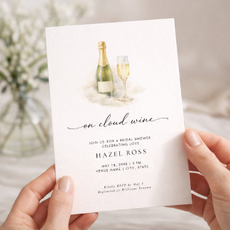 On Cloud Wine Elegant Champagne Bridal Shower Invitation