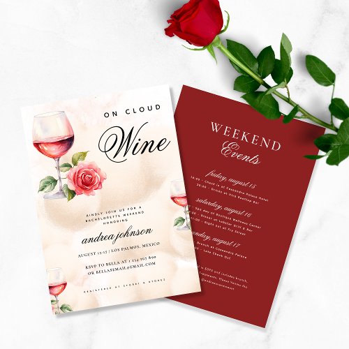 On Cloud Wine Funny Winery Bachelorette Weekend Invitation