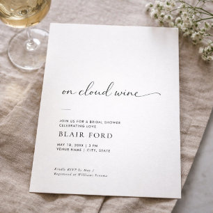 On Cloud Wine Simple Modern Bridal Shower Invitation