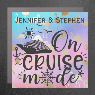 On Cruise Mode - Fun Flamingo Cruise Door Decor Car Magnet