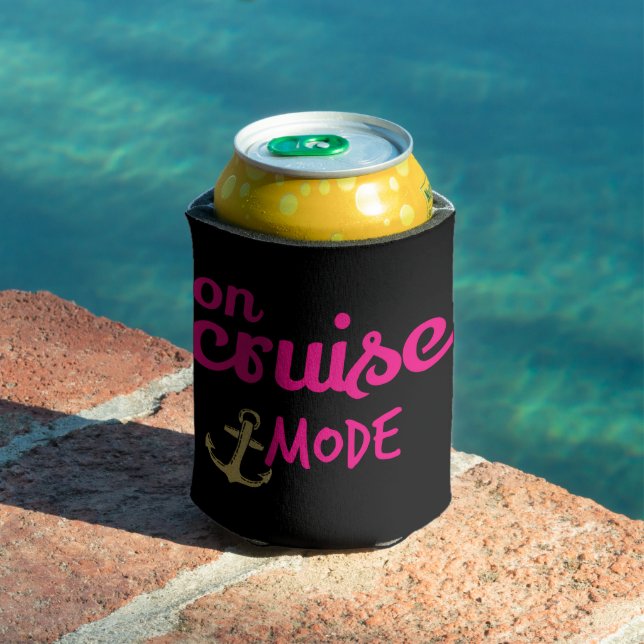 On Cruise Mode Gold and Pink Monogram Can Cooler (In Situ Pool)