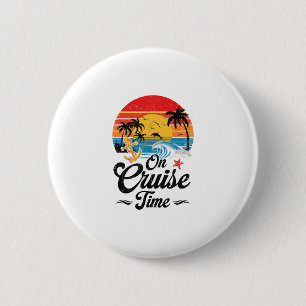 On Cruise Time Coconut Tree Graphic Summer Vacatio Button