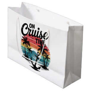 On Cruise Time Coconut Tree Summer Vacation Large Gift Bag