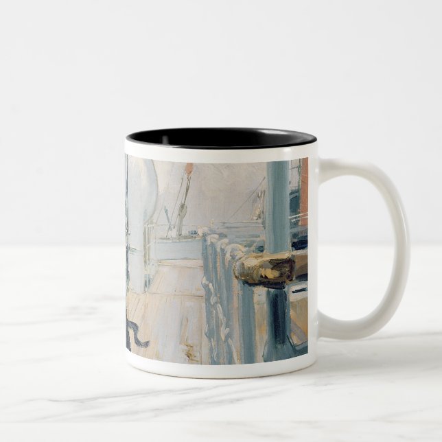 On Deck (oil on canvas) Two-Tone Coffee Mug (Right)
