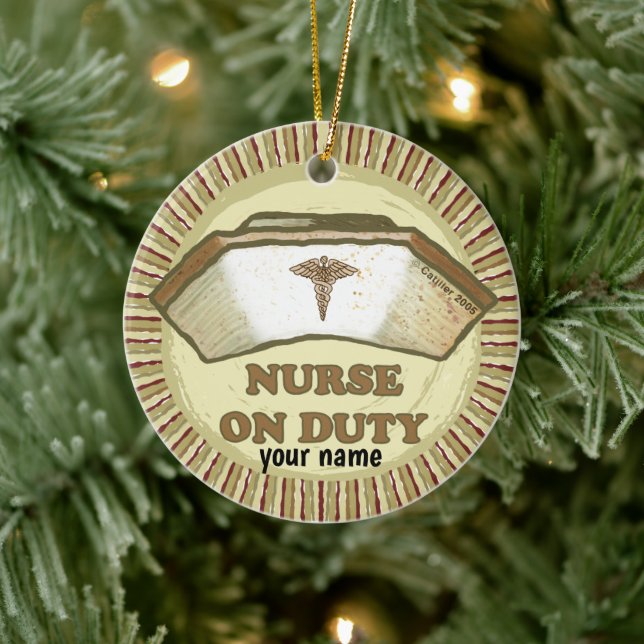 On duty nurse  ceramic ornament (Tree)
