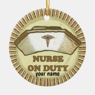 On duty nurse  ceramic ornament