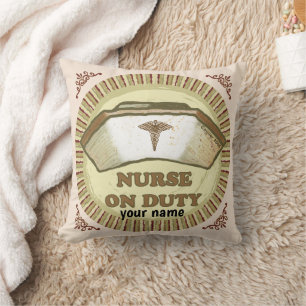 On duty nurse throw pillow