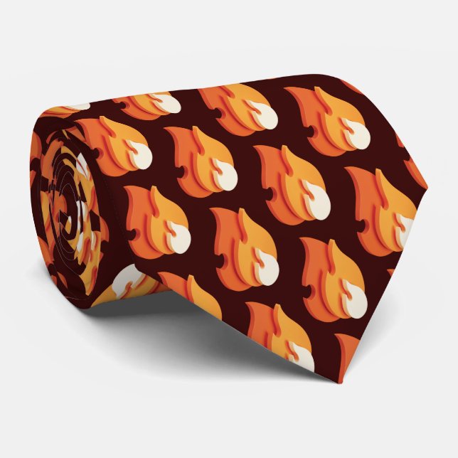 On Fire (3D Flames Icon) Neck Tie (Rolled)