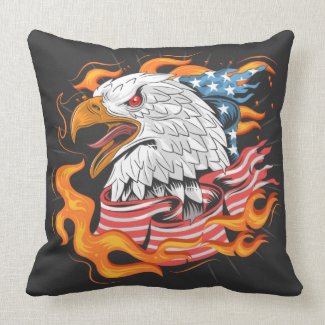 On Fire American Eagle with Black back  Throw Pillow