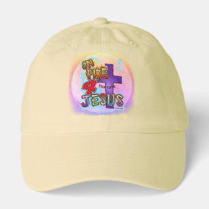 On Fire For Jesus Christian cross Hat