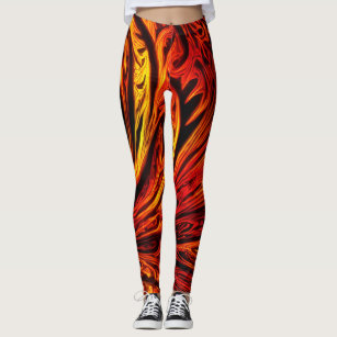 Russian Fire Flame Print Stretchy Heated Leggings For Women Punk