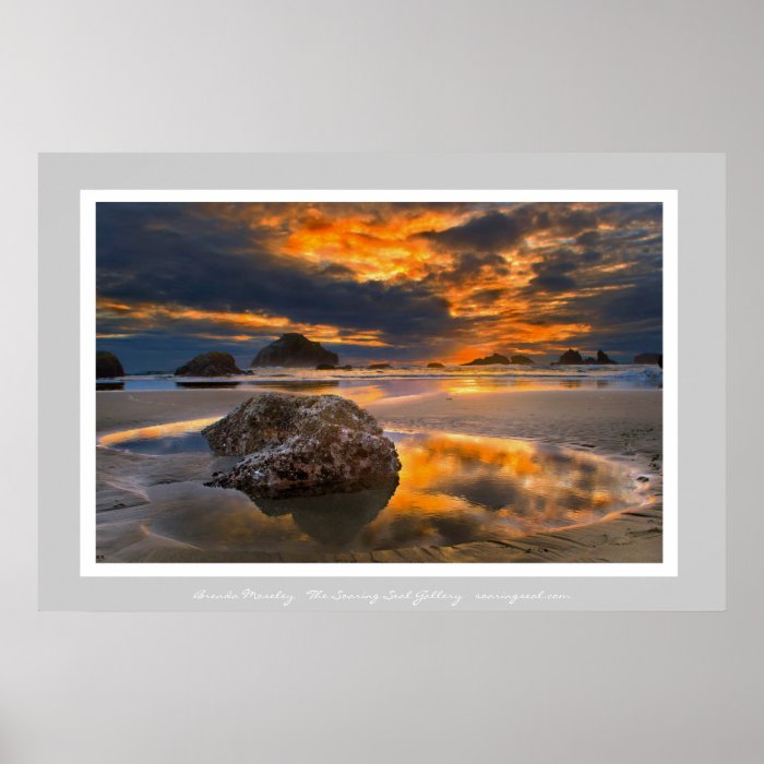 On Fire   Pacific Coast Sunset   Bandon, Oregon Print