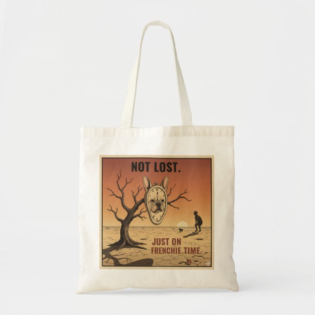 On Frenchie Time Funny French Bulldog Design Tote Bag (Front)