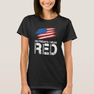On Friday I Wear Red Support American Troops Vinta T-Shirt