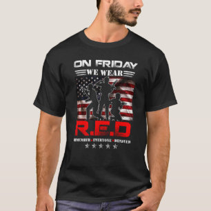 On Friday We Wear Red American Flag Military Suppo T-Shirt