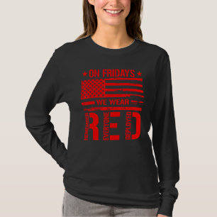 On Friday We Wear Red American Flag Usa Veteran Re T-Shirt