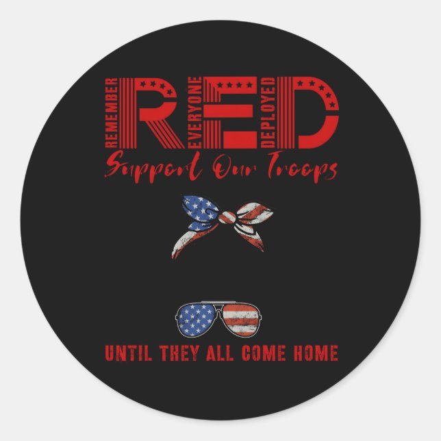 On Friday We Wear Red Friday Military Support Troo Classic Round Sticker (Front)