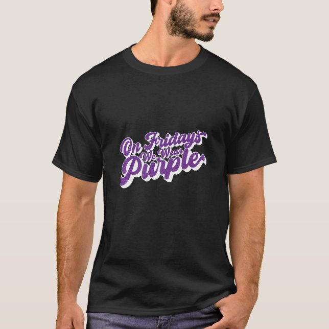 On Fridays We Wear Purple High School Football Tea T-Shirt (Front)