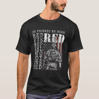 On Fridays We Wear Red Friday American Flag Milita T-Shirt