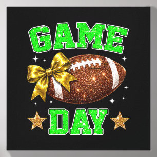 On Gameday Football Wear Green And Gold Sports Canvas Photo Tile