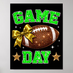 On Gameday Football Wear Green And Gold Sports Poster