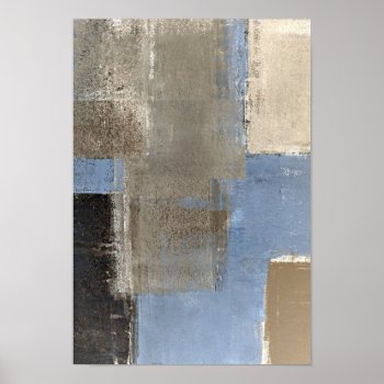 'on Going' Blue And Beige Abstract Art Poster by T30Gallery at Zazzle