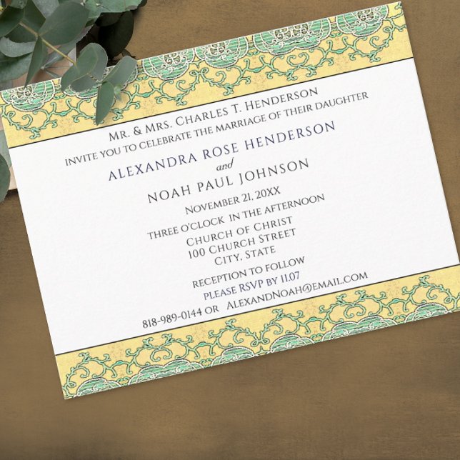 on Gold Wedding Invitation Postcard (Creator Uploaded)